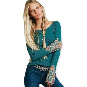 Free people.Women’s Bali babe lattice lace cuff Jade thermal size  Large
